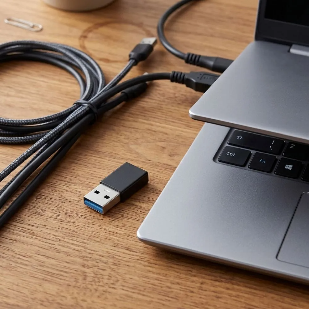 USB-C to USB-A Data and Charging Adapter Blue Star, Black