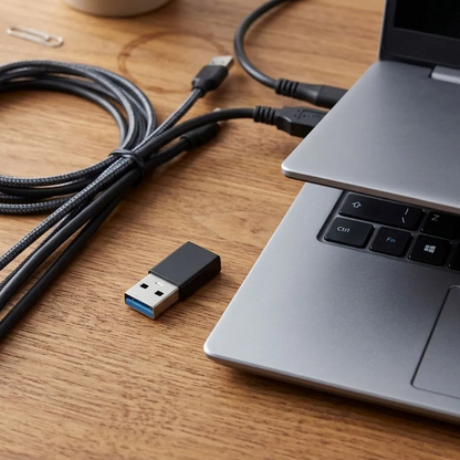 USB-C to USB-A Data and Charging Adapter Blue Star, Black