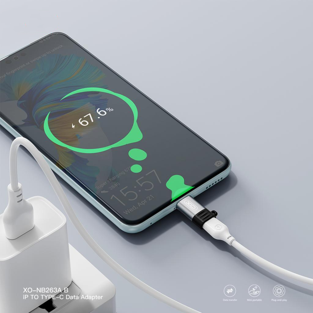 Adapter do danych i ładowania Lightning - USB-C XO Design NB263A, Czarny