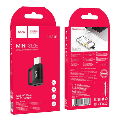 Adapter do danych i ładowania Lightning - USB-C HOCO UA31E, Czarny