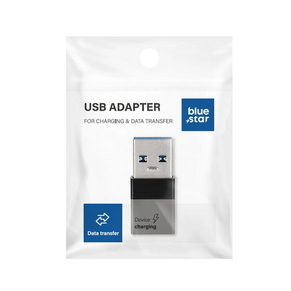 USB-C to USB-A Data and Charging Adapter Blue Star, Black