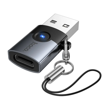 Adapter danych i ładowania USB-C - USB-A HOCO UA46B, Szary