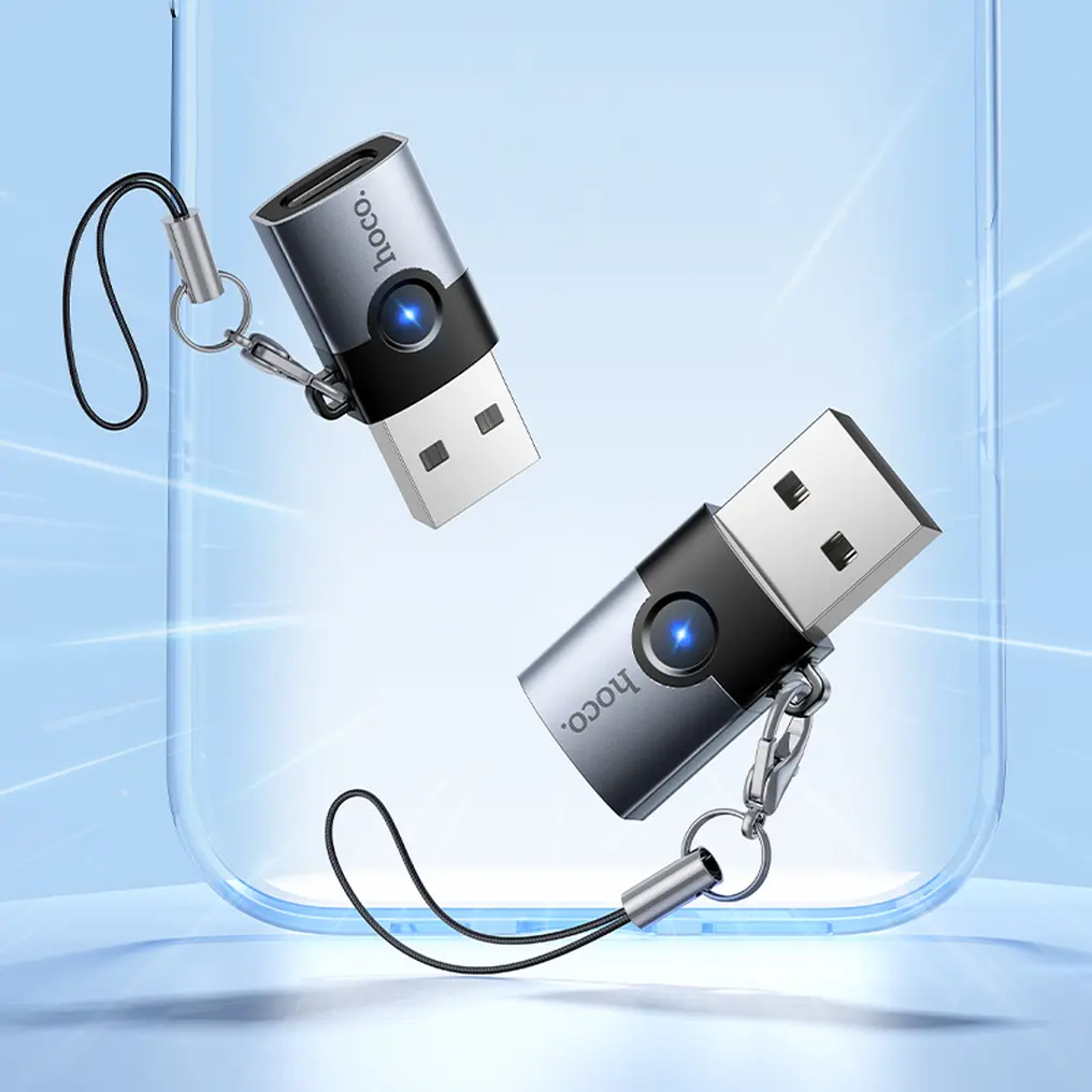 Adapter danych i ładowania USB-C - USB-A HOCO UA46B, Szary