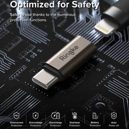 Adapter Danych i Ładowania Lightning - USB-C Ringke, Brązowy, Zestaw 2 sztuki