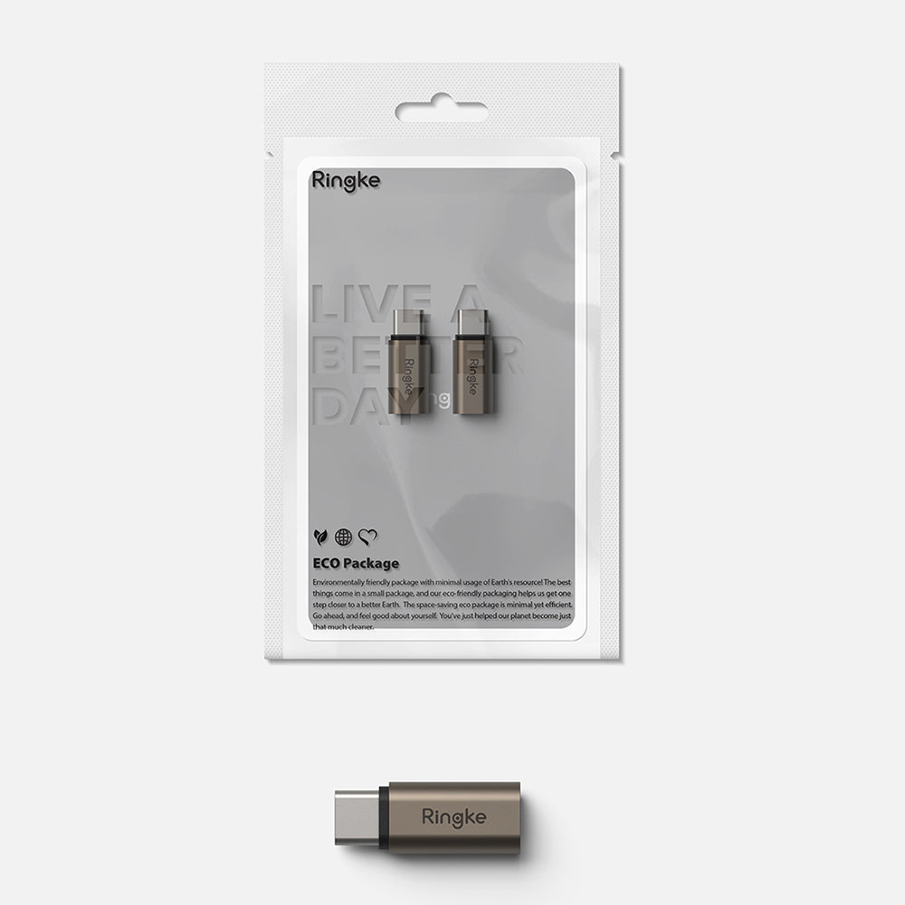 Adapter Danych i Ładowania Lightning - USB-C Ringke, Brązowy, Zestaw 2 sztuki