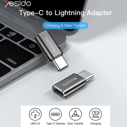 Adapter Danych i Ładowania Lightning - USB-C Yesido GS22, Szary