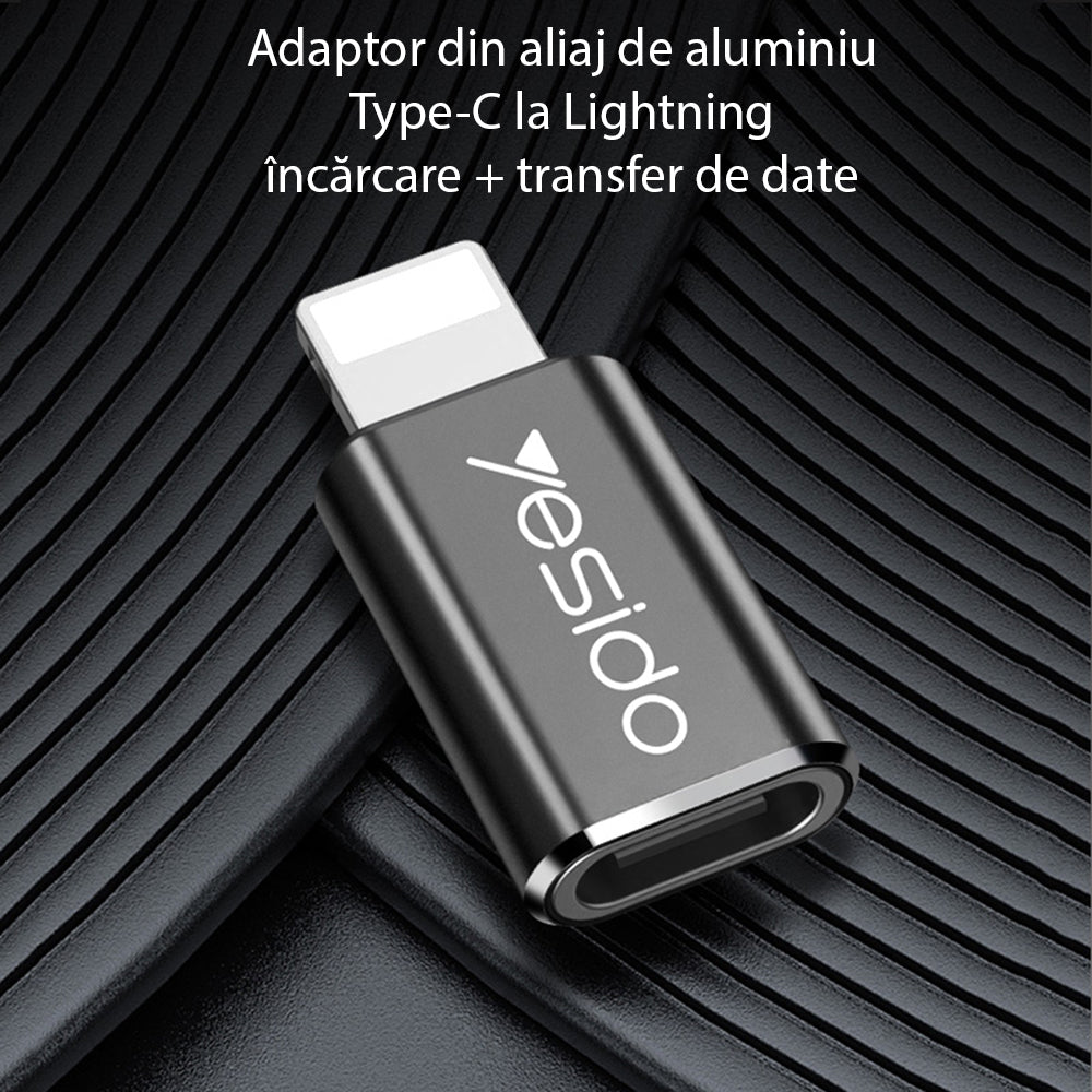 Adapter Danych i Ładowania USB-C - Lightning Yesido GS03, Czarny