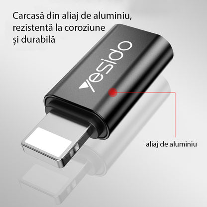 Adapter Danych i Ładowania USB-C - Lightning Yesido GS03, Czarny