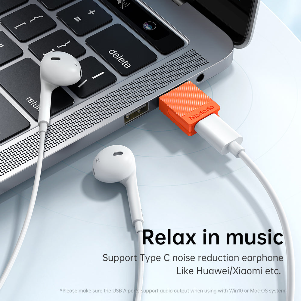 Adapter do danych i ładowania USB-C - USB-A McDodo OT-6550, Pomarańczowy