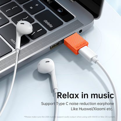 Adapter do danych i ładowania USB-C - USB-A McDodo OT-6550, Pomarańczowy