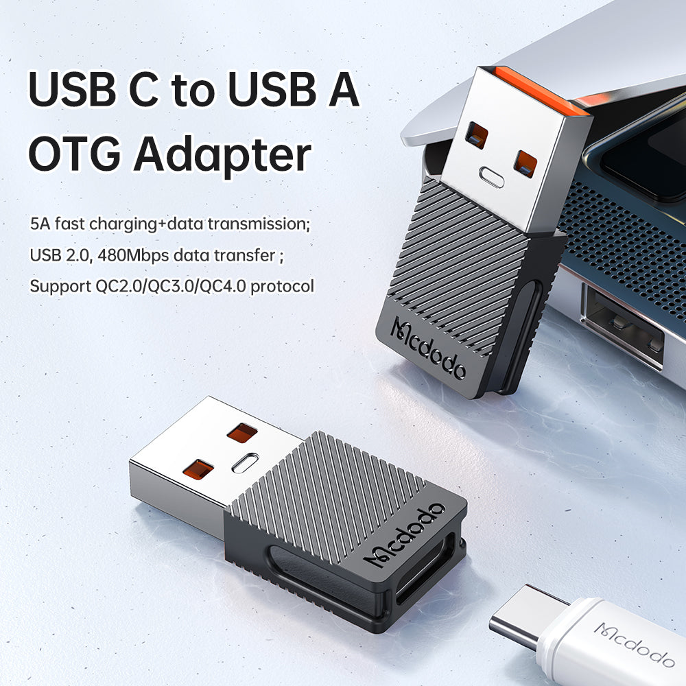 Adapter do danych i ładowania USB-C - USB-A McDodo OT-6970, Czarny
