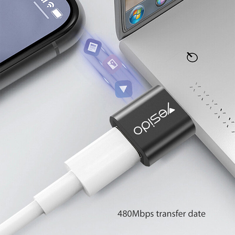 Adapter Danych i Ładowania USB-C - USB-A Yesido GS09, Czarny