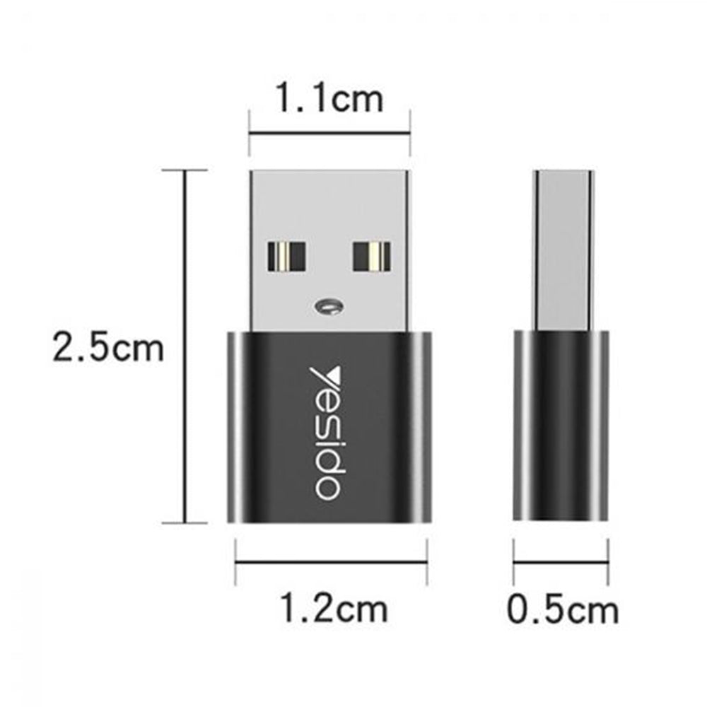 Adapter Danych i Ładowania USB-C - USB-A Yesido GS09, Czarny