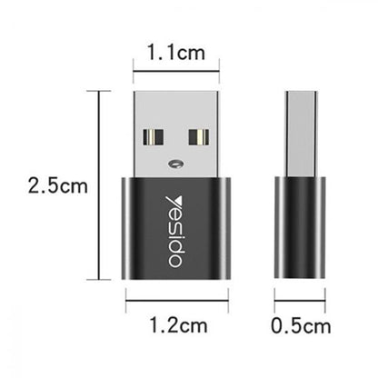 Adapter Danych i Ładowania USB-C - USB-A Yesido GS09, Czarny
