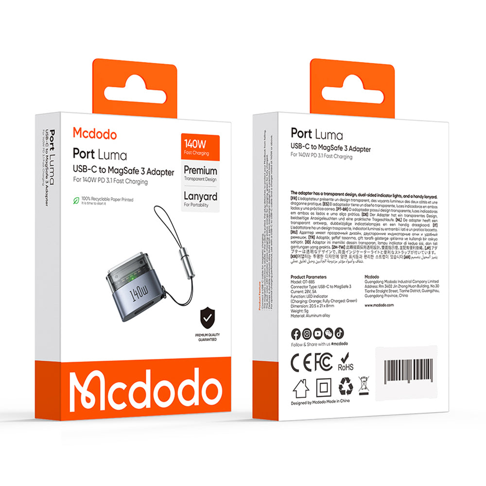 Adapter ładowania USB-C - MagSafe 3 McDodo OT-8850, Czarny