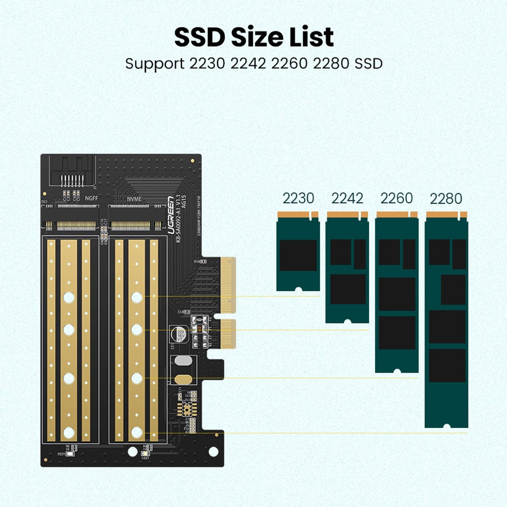 Adapter Interfejsu SSD UGREEN CM302 (70504), NVMe M.2 / SATA - PCIe 3.0 X4