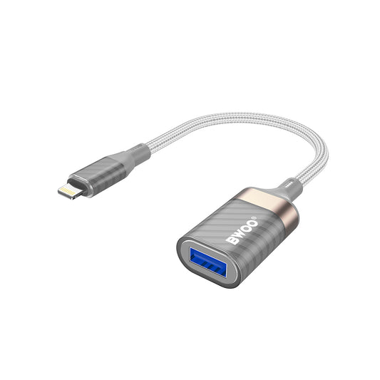 Adapter OTG Lightning - USB-A BWOO BZ70, Szary