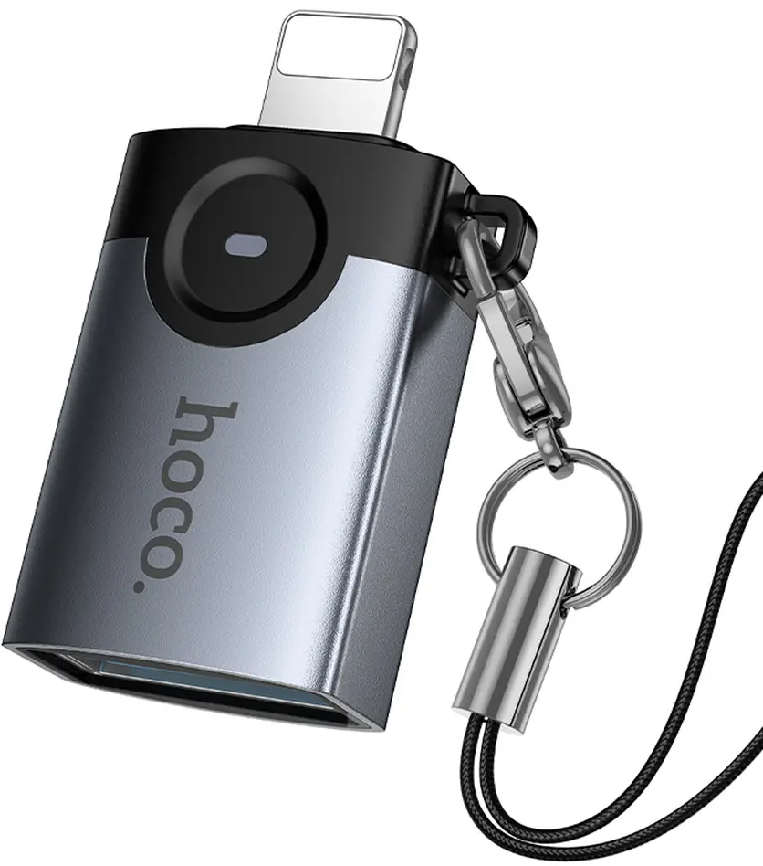 Adapter OTG Lightning - USB-A HOCO UA46, Szary