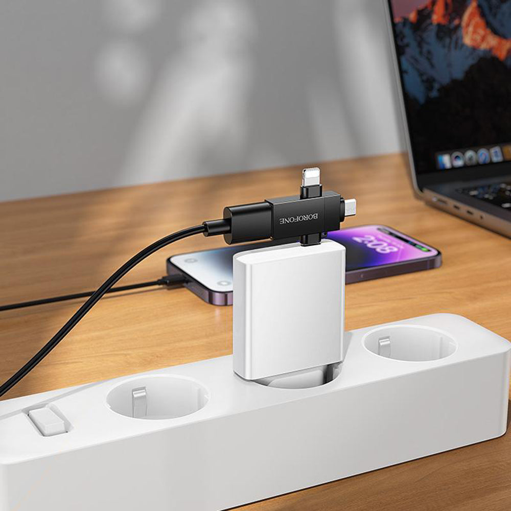Adapter OTG Lightning / microUSB / USB-C - USB-A Borofone BV26D, Czarny