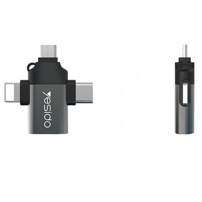 Adapter OTG Lightning / microUSB / USB-C - USB-A Yesido GS15, Czarny