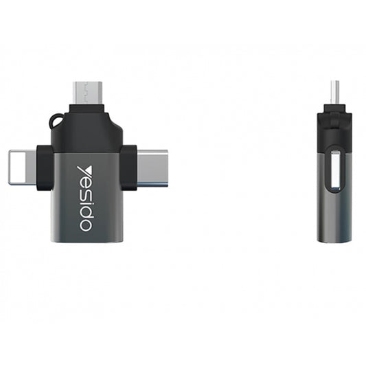 Adapter OTG Lightning / microUSB / USB-C - USB-A Yesido GS15, Czarny
