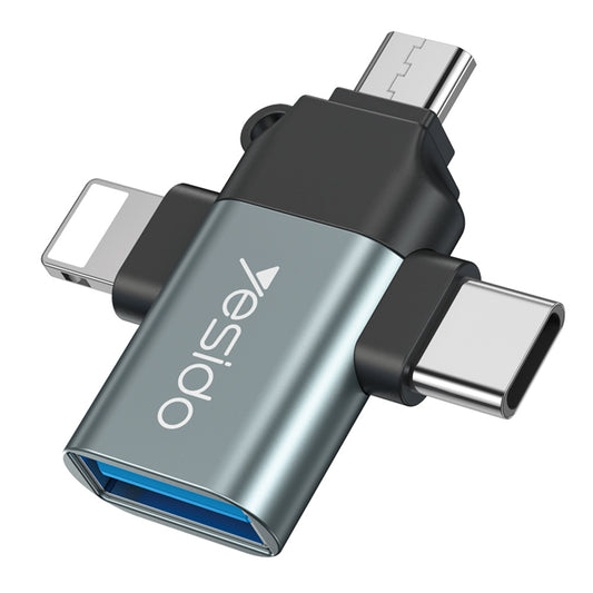 Adapter OTG Lightning / microUSB / USB-C - USB-A Yesido GS15, Czarny