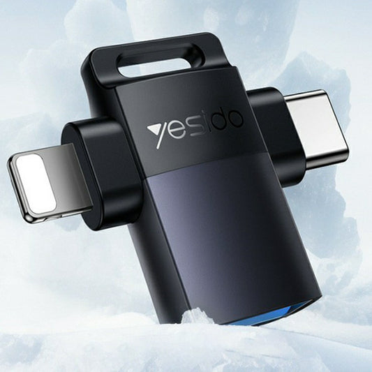 Adapter OTG Lightning / USB-C - USB-A Yesido GS35, Szary