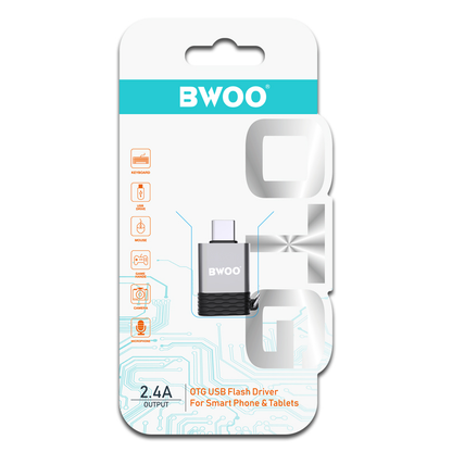 Adapter OTG USB-A - USB-C BWOO BZ-35, Szary