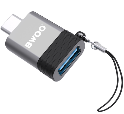 Adapter OTG USB-A - USB-C BWOO BZ-35, Szary