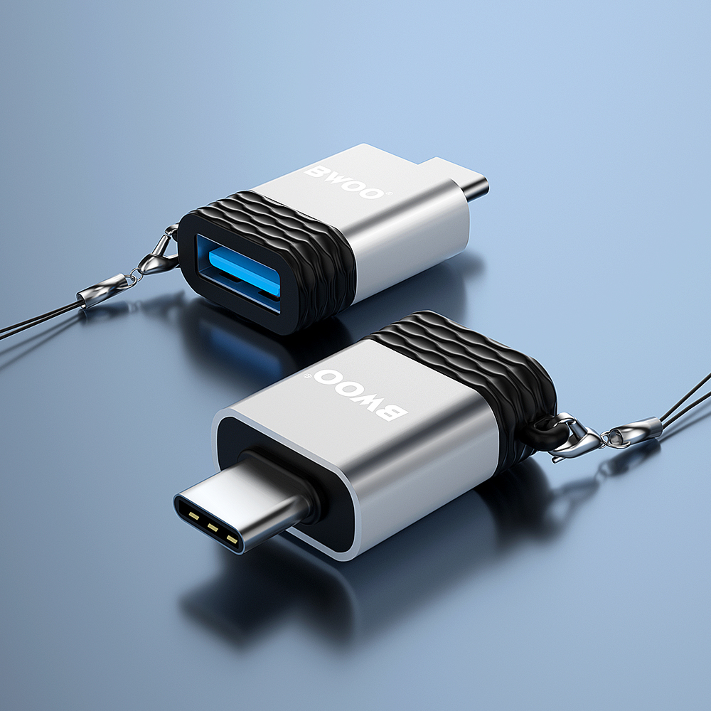 Adapter OTG USB-A - USB-C BWOO BZ-35, Szary