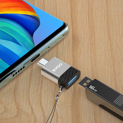 Adapter OTG USB-A - USB-C BWOO BZ-35, Szary
