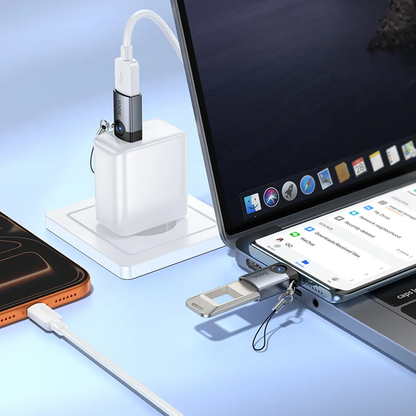 Adapter OTG USB-C - USB-A HOCO UA46C, Szary