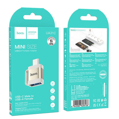 Adapter OTG USB-C - USB-A HOCO UA31C, Szary