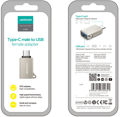 Adapter OTG USB-C - USB-A Joyroom S-H151, Srebrny