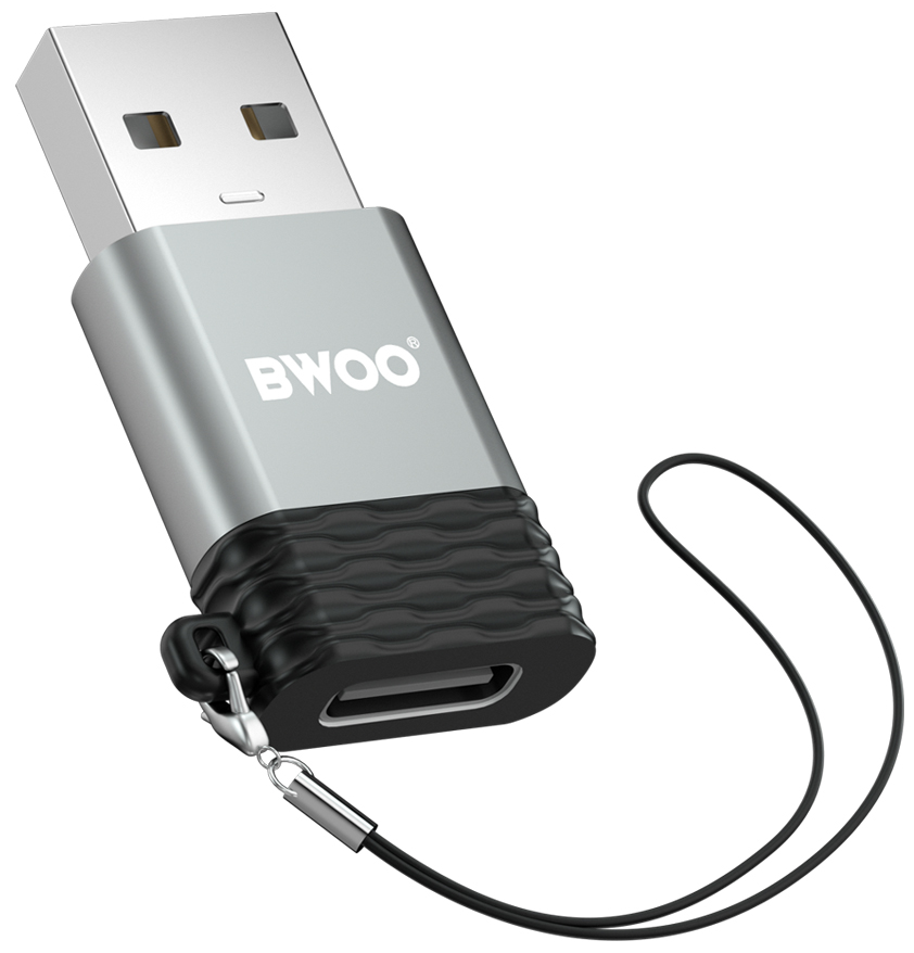 Adapter danych i ładowania USB-C - USB-A BWOO BZ-38, Szary