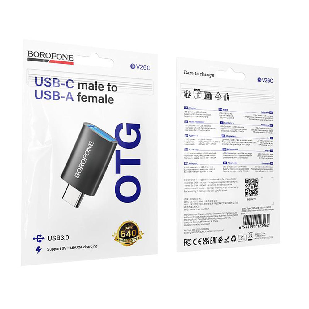Adapter OTG USB-C - USB-A Borofone BV26C, Czarny