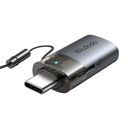 Czytnik kart USB-C McDodo OT-7600, USB-A (OTG) - microSD, Czarny