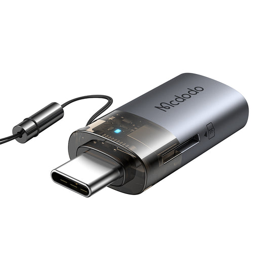 Czytnik kart USB-C McDodo OT-7600, USB-A (OTG) - microSD, Czarny