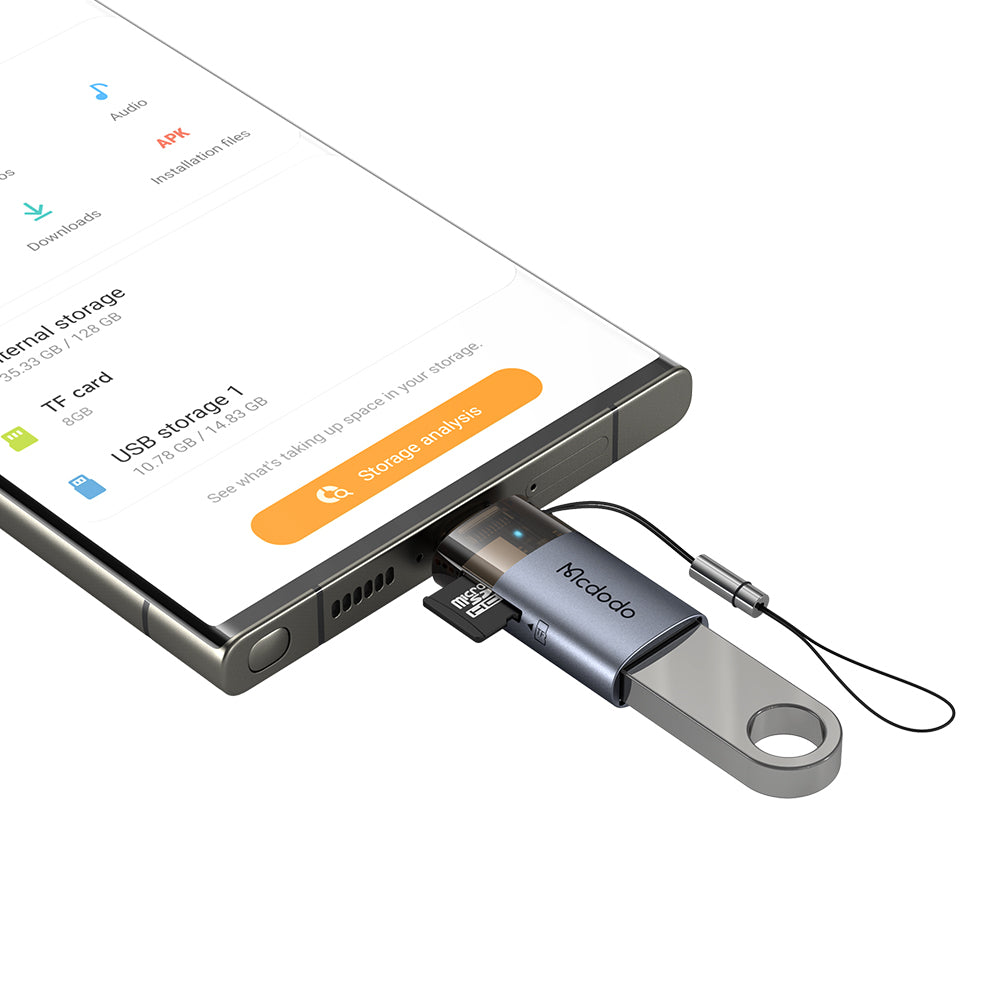 Czytnik kart USB-C McDodo OT-7600, USB-A (OTG) - microSD, Czarny