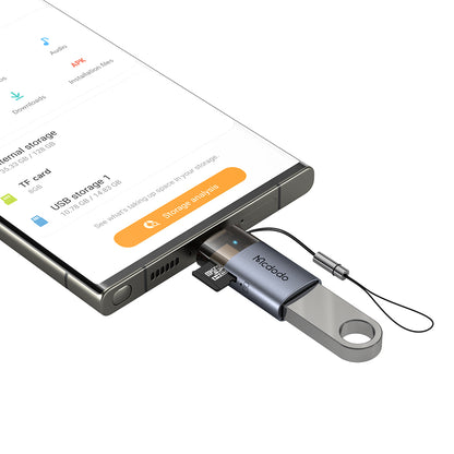 Czytnik kart USB-C McDodo OT-7600, USB-A (OTG) - microSD, Czarny