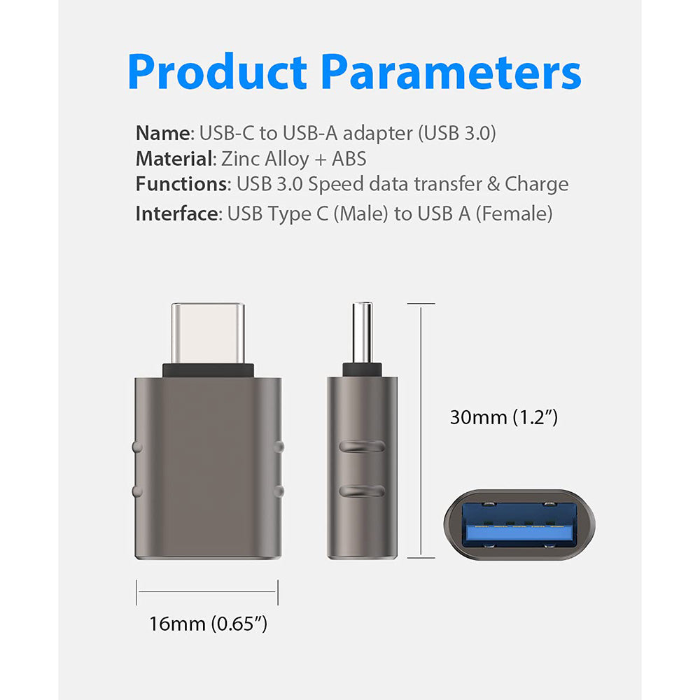 Adapter OTG USB-C - USB-A Techsuit A10 SlateVolt, Szary