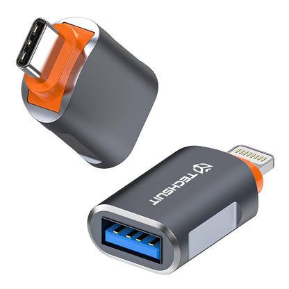 Adapter OTG USB-C - USB-A Techsuit A9 SlateVolt, Szary Pomarańczowy