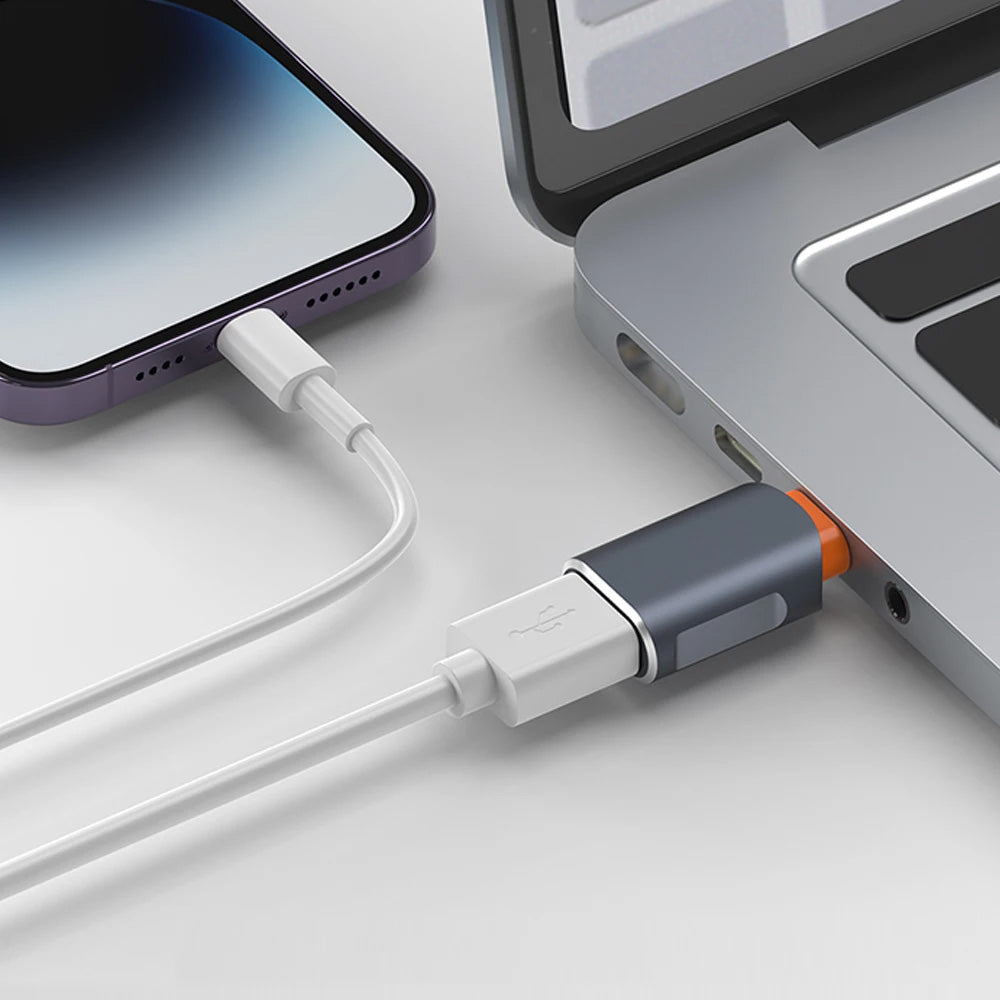 Adapter OTG USB-C - USB-A Techsuit A9 SlateVolt, Szary Pomarańczowy
