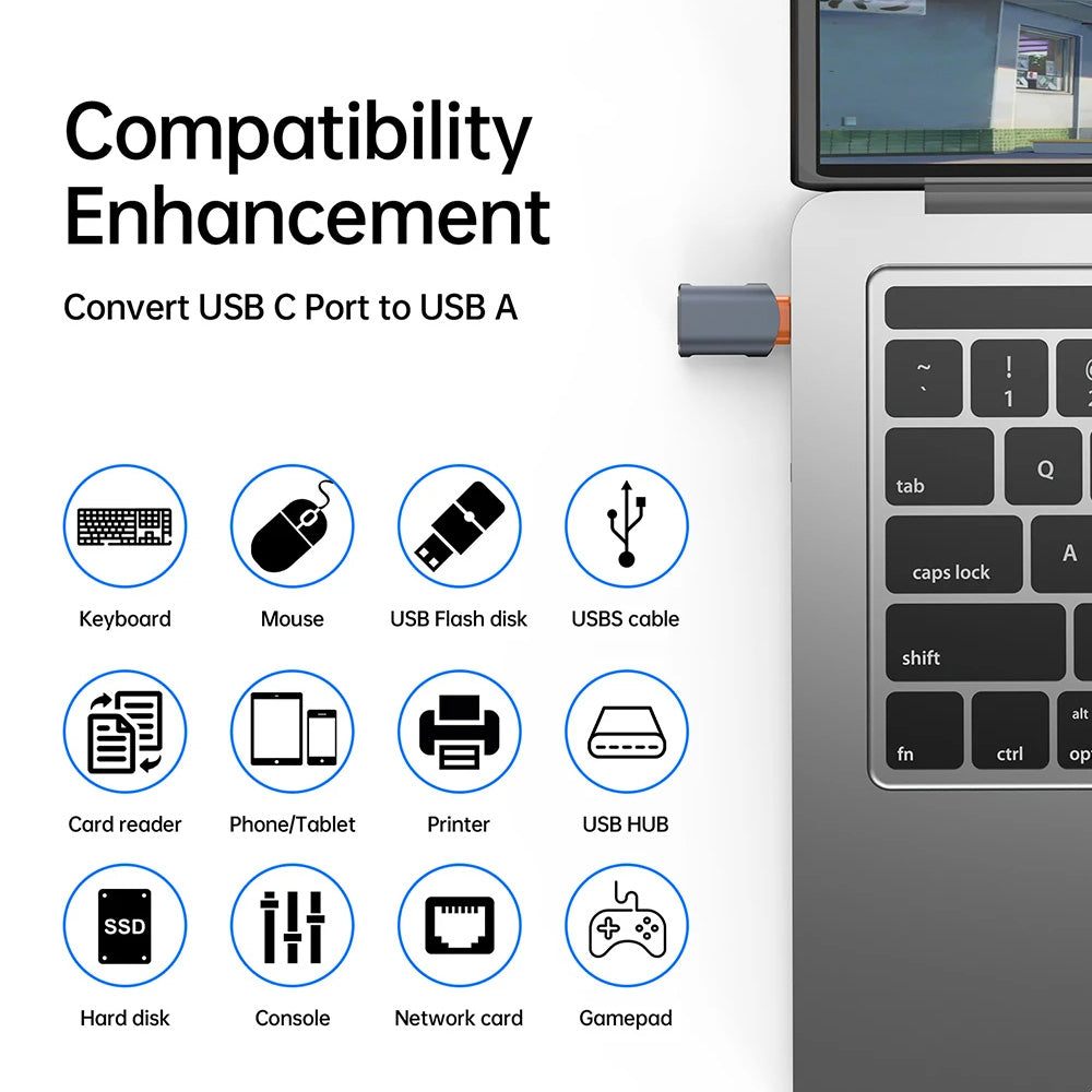 Adapter OTG USB-C - USB-A Techsuit A9 SlateVolt, Szary Pomarańczowy