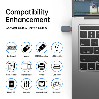Adapter OTG USB-C - USB-A Techsuit A9 SlateVolt, Szary Pomarańczowy
