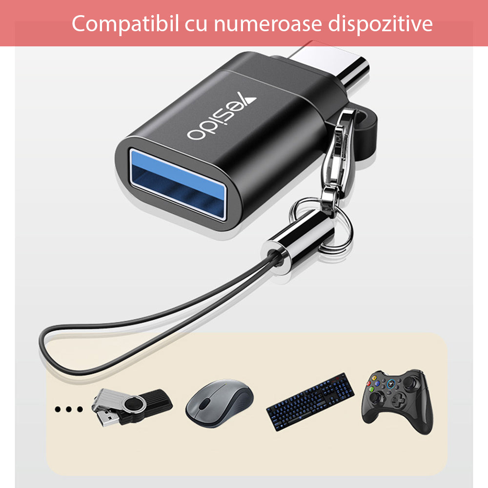 Adapter OTG USB-C - USB-A Yesido GS06, Czarny