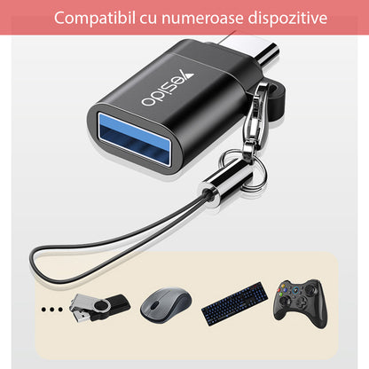 Adapter OTG USB-C - USB-A Yesido GS06, Czarny