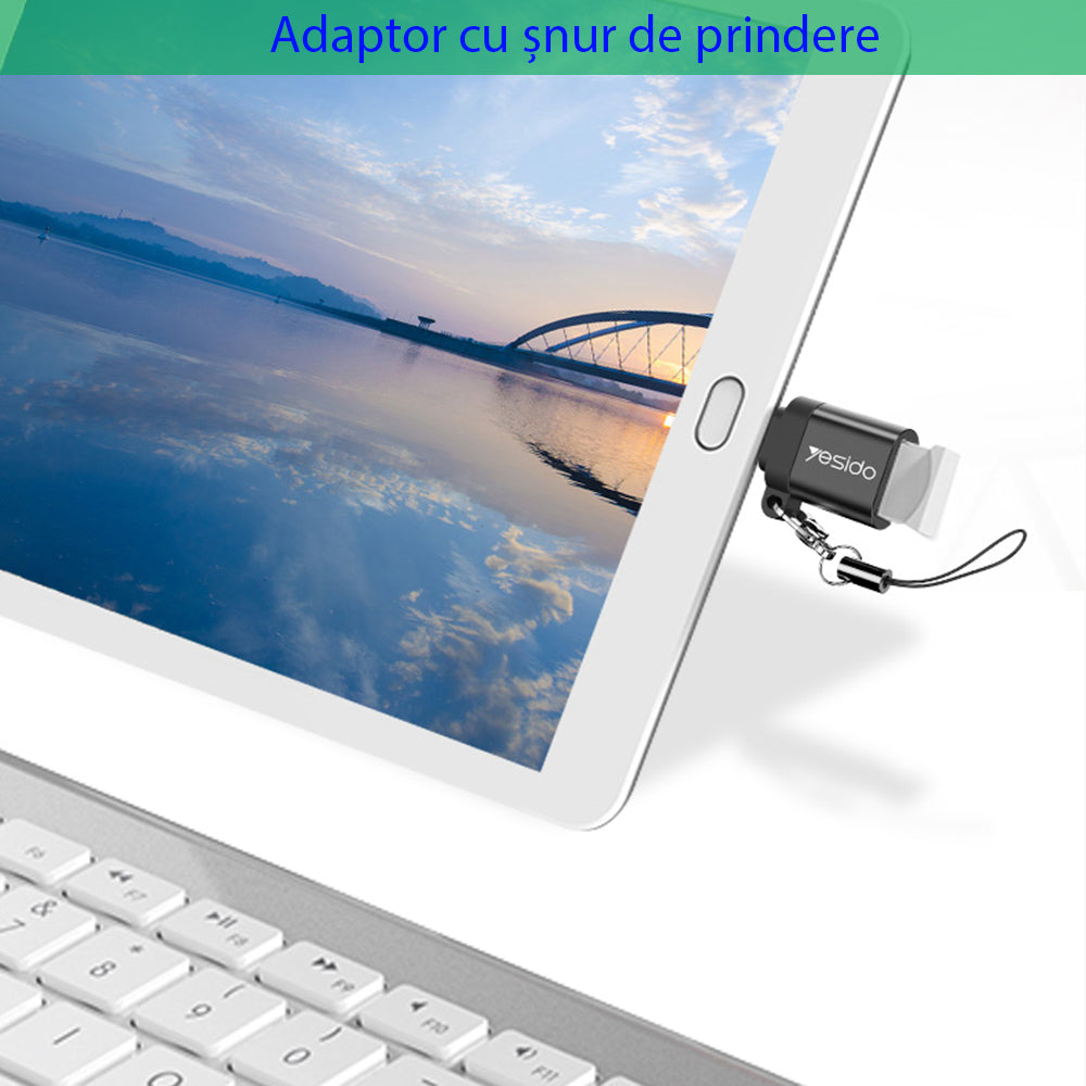 Adapter OTG USB-C - USB-A Yesido GS06, Czarny