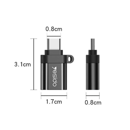 Adapter OTG USB-C - USB-A Yesido GS06, Czarny