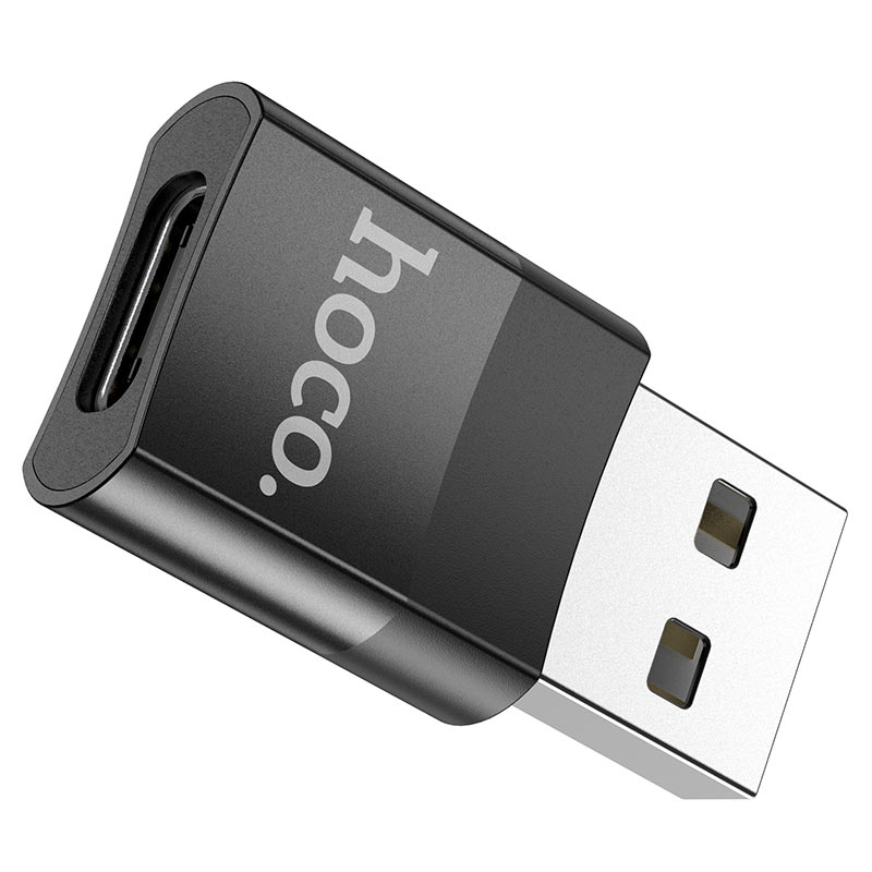 Adapter do ładowania i transmisji danych USB-C - USB-A HOCO UA17, czarny